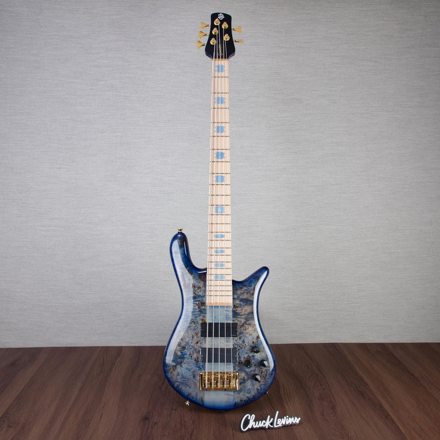 Spector Euro 5 LT Poplar Burl Over Ash 5-String Electric Bass Guitar - Faded Light Blue Gloss - CHUCKSCLUSIVE - #]C121NB23331