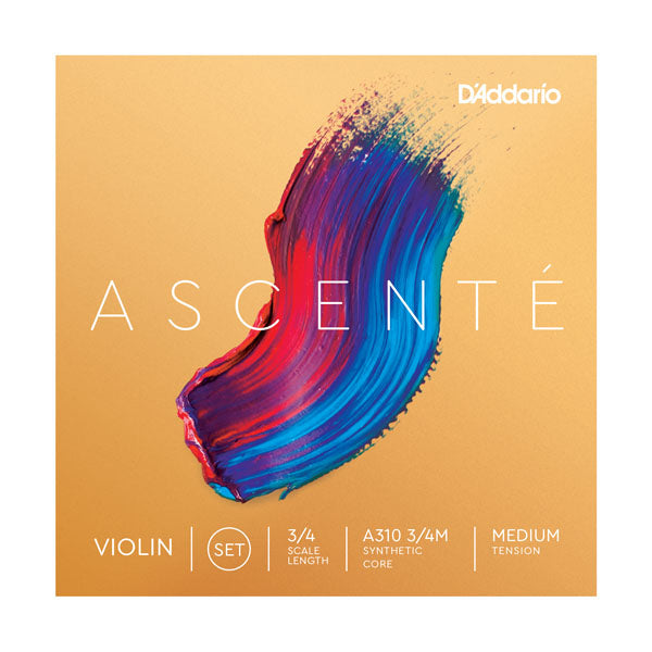 D'Addario Ascente Violin String Set - Medium Tension - New,3/4