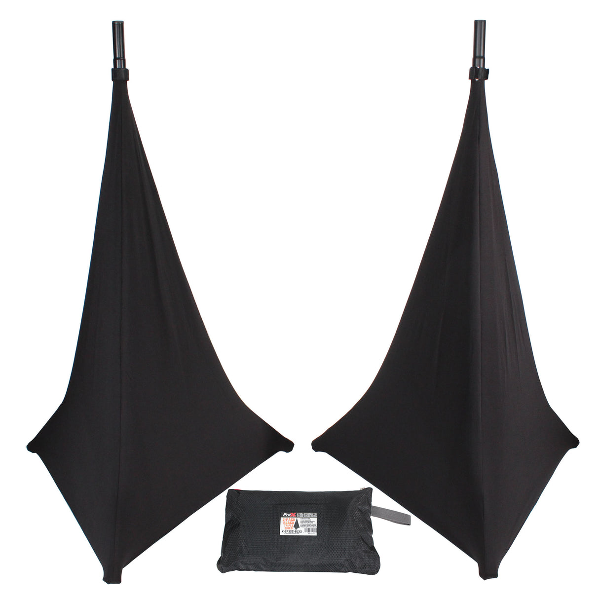 PROX X-SP3SC-BLX2 Three Side Speaker Stand Cover Scrim - 2 Pack Black