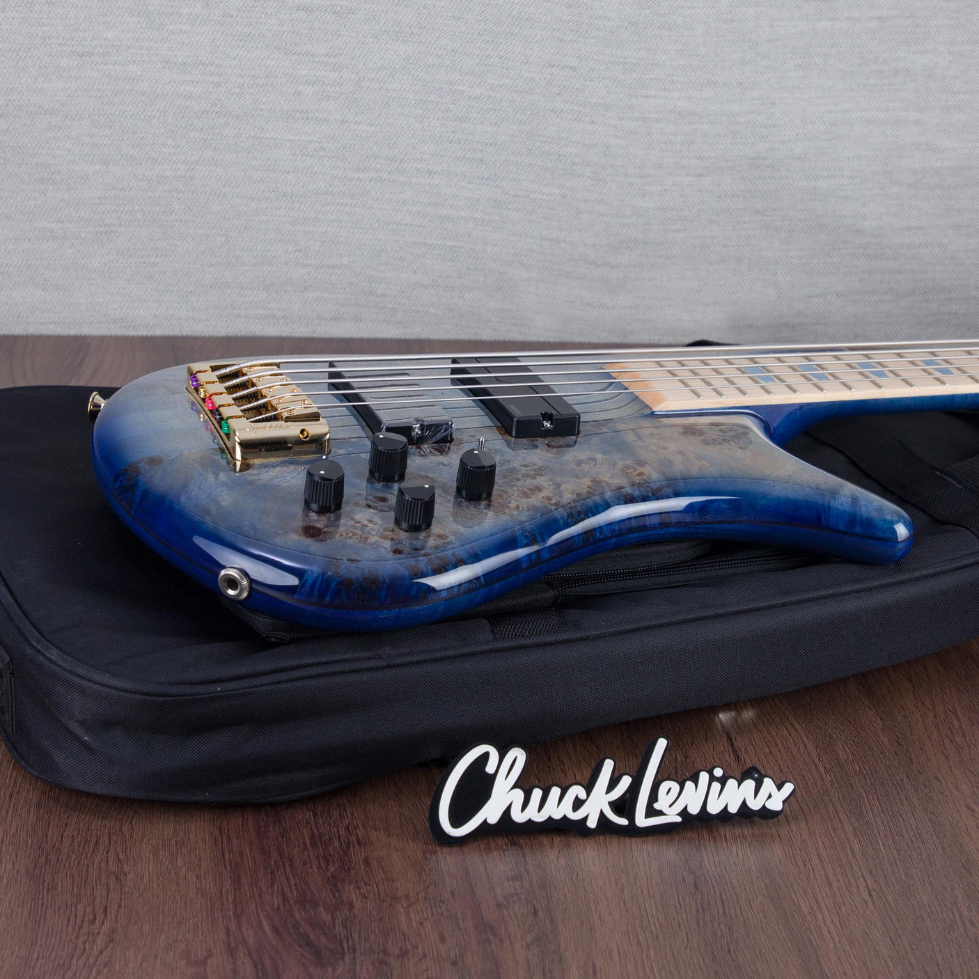 Spector Euro 5 LT Poplar Burl Over Ash 5-String Electric Bass Guitar - Faded Light Blue Gloss - CHUCKSCLUSIVE - #]C121NB23330