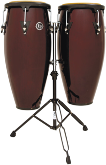 LP LPA646-DW Aspire Wood 10" And 11" Conga Set With Double Stand, Dark Wood/Black