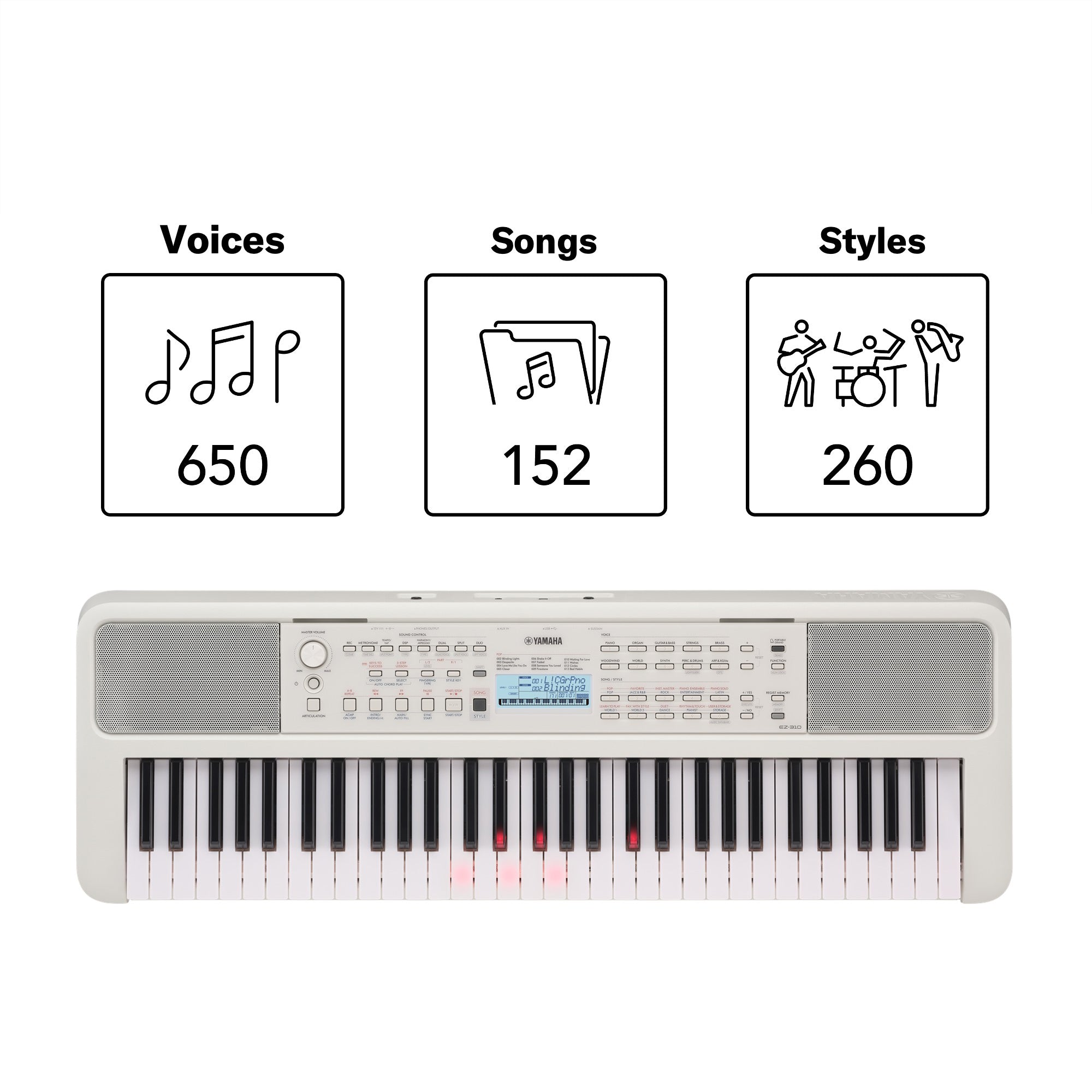 Yamaha EZ-310 61-Key Portable Keyboard with Lighted Keys – Chuck
