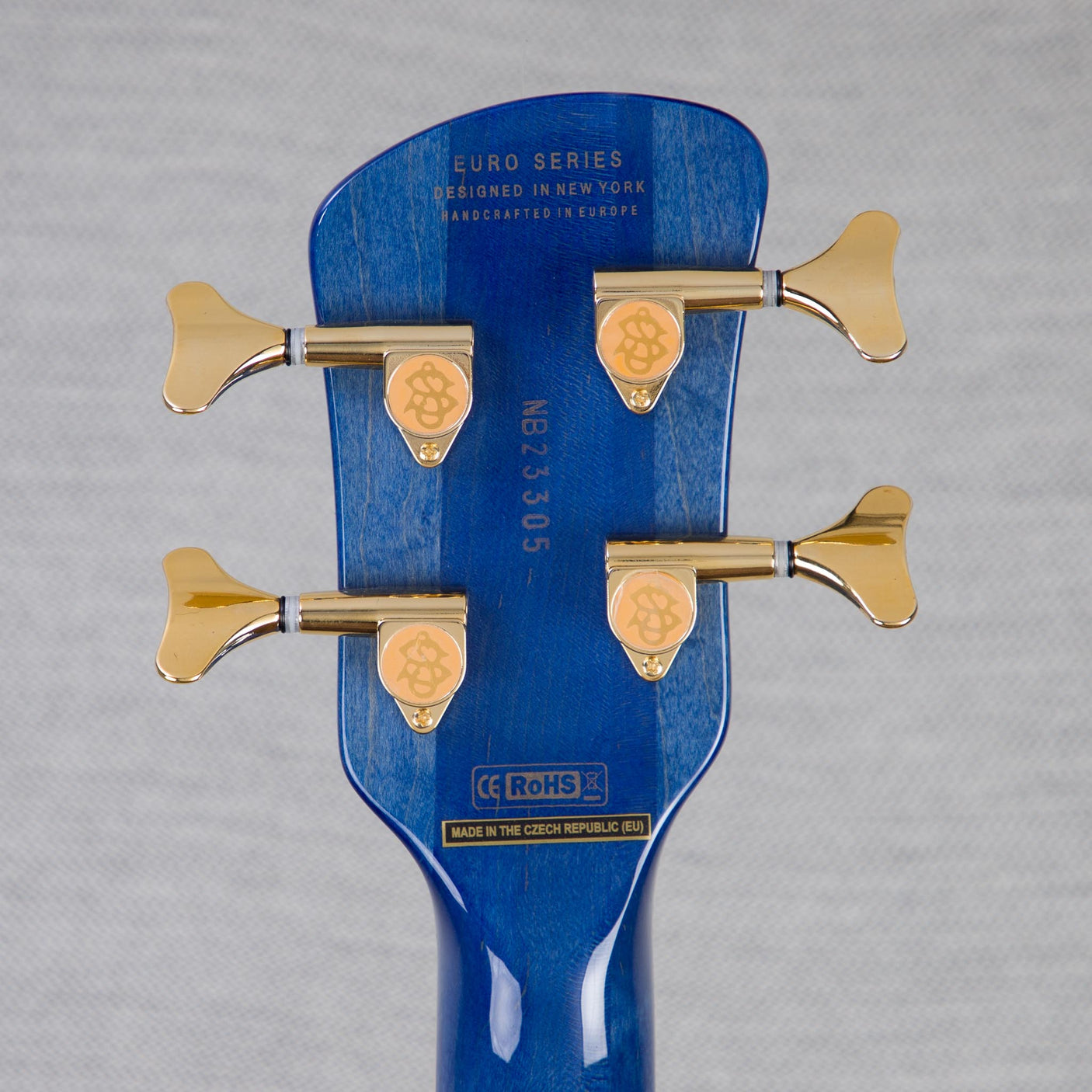 Spector Euro 4 LT Poplar Burl Over Ash Electric Bass Guitar - Faded Light Blue Gloss - CHUCKSCLUSIVE - #]C121NB23305