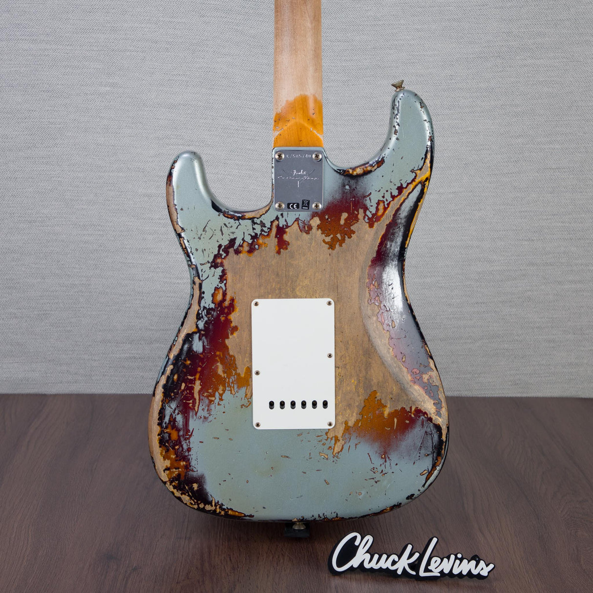 Fender Custom Shop Time Machine Collection 1965 Stratocaster Electric Guitar Super Heavy Relic - Aged Fire Mist Silver Over 3-Color Sunburst - #CZ585740