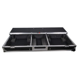 ProX XS-TMC1012WLTFSTND DJ Coffin Flight Case for (2) 1200 Style Turntables 10-inch 12-inch Mixers with Sliding Laptop Shelf and Wheels
