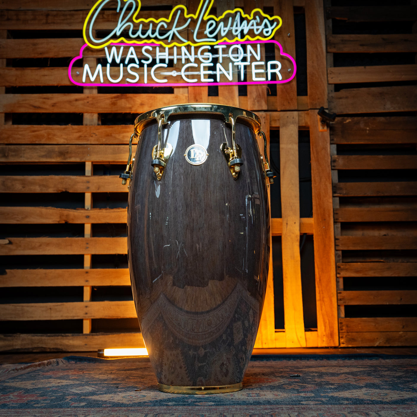 LP 11 and 3/4-Inch Matador Conga, Siam Oak - Black with Gold Hardware - CHUCKSCLUSIVE