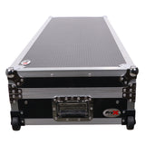ProX XS-TMC1012WLTFSTND DJ Coffin Flight Case for (2) 1200 Style Turntables 10-inch 12-inch Mixers with Sliding Laptop Shelf and Wheels