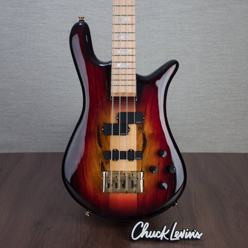 Spector Euro4LT Spalted Maple Bass Guitar - Fire Red Burst - CHUCKSCLUSIVE - #]C121SN 21112 - Display Model, Mint