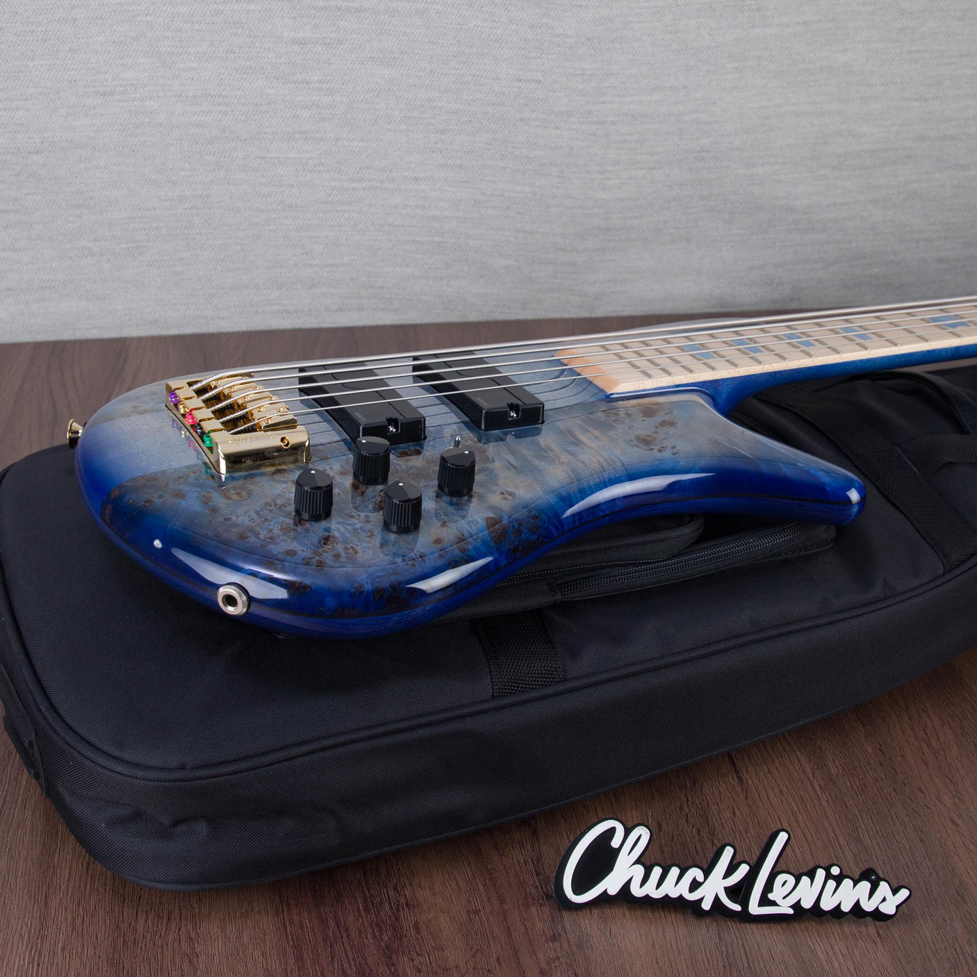 Spector Euro 5 LT Poplar Burl Over Ash 5-String Electric Bass Guitar - Faded Light Blue Gloss - CHUCKSCLUSIVE - #]C121NB23331