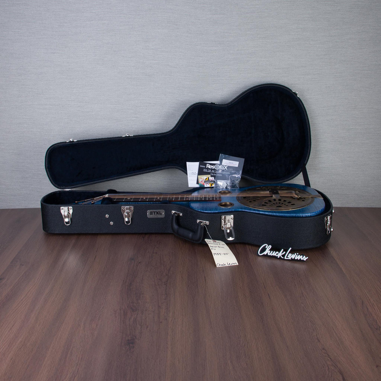 Beard Guitars Trailhead Resonator Curly Maple Acoustic Electric Guitar - Denim Blue - #1955-25