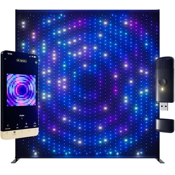 Twinkly Lightwall 8.2 x 8.9 FT LED Curtain with Stand and Case