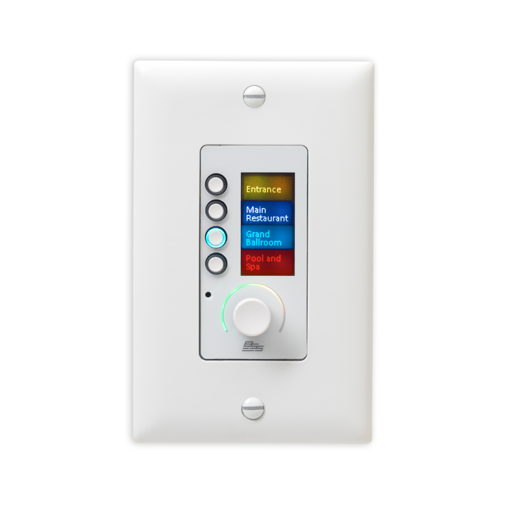 BSS EC-4BV-WHT-US Ethernet Controller With 4 Buttons and Volume, White