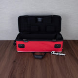 Marcus Bonna Custom Double Case for Piston Trumpets - Red / Black, Carbon Fiber Shell