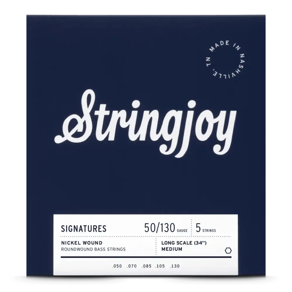 Stringjoy 5-String Nickel-Wound Bass Strings - Long Scale Medium Gauge (.050-.130)