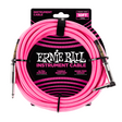 Ernie Ball P06078 10-Feet Braided Instrument Cable Straight/Angle - Neon Pink