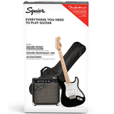 Squier Sonic Stratocaster Pack, Maple Fingerboard, Black, Gig Bag, 10G Amplifier - New