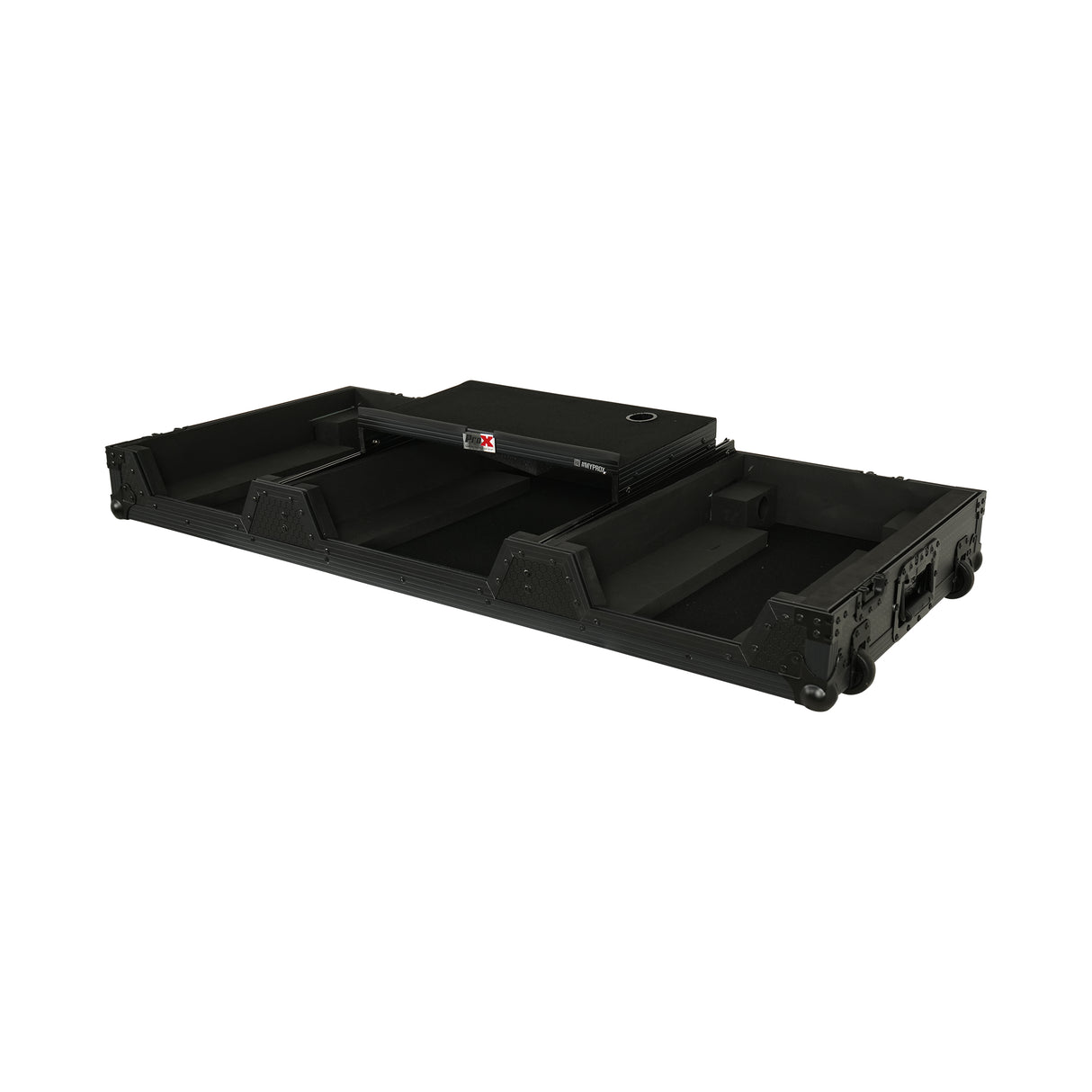 Pro X XS-CDM3KV10A9 WLTBL Fits 2x Pioneer CDJ 3000X Case / Pioneer DJM V10 / A9 Mixer w/ Laptop Shelf, All Black and Low profile Wheels