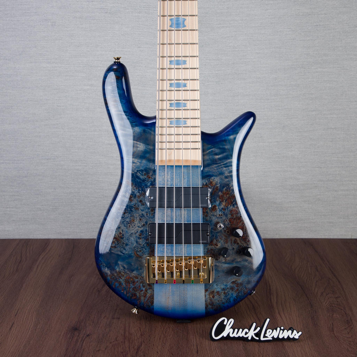 Spector Euro 6 LT Poplar Burl Over Ash 6-String Electric Bass Guitar - Faded Light Blue Gloss - CHUCKSCLUSIVE - #]C121NB23306