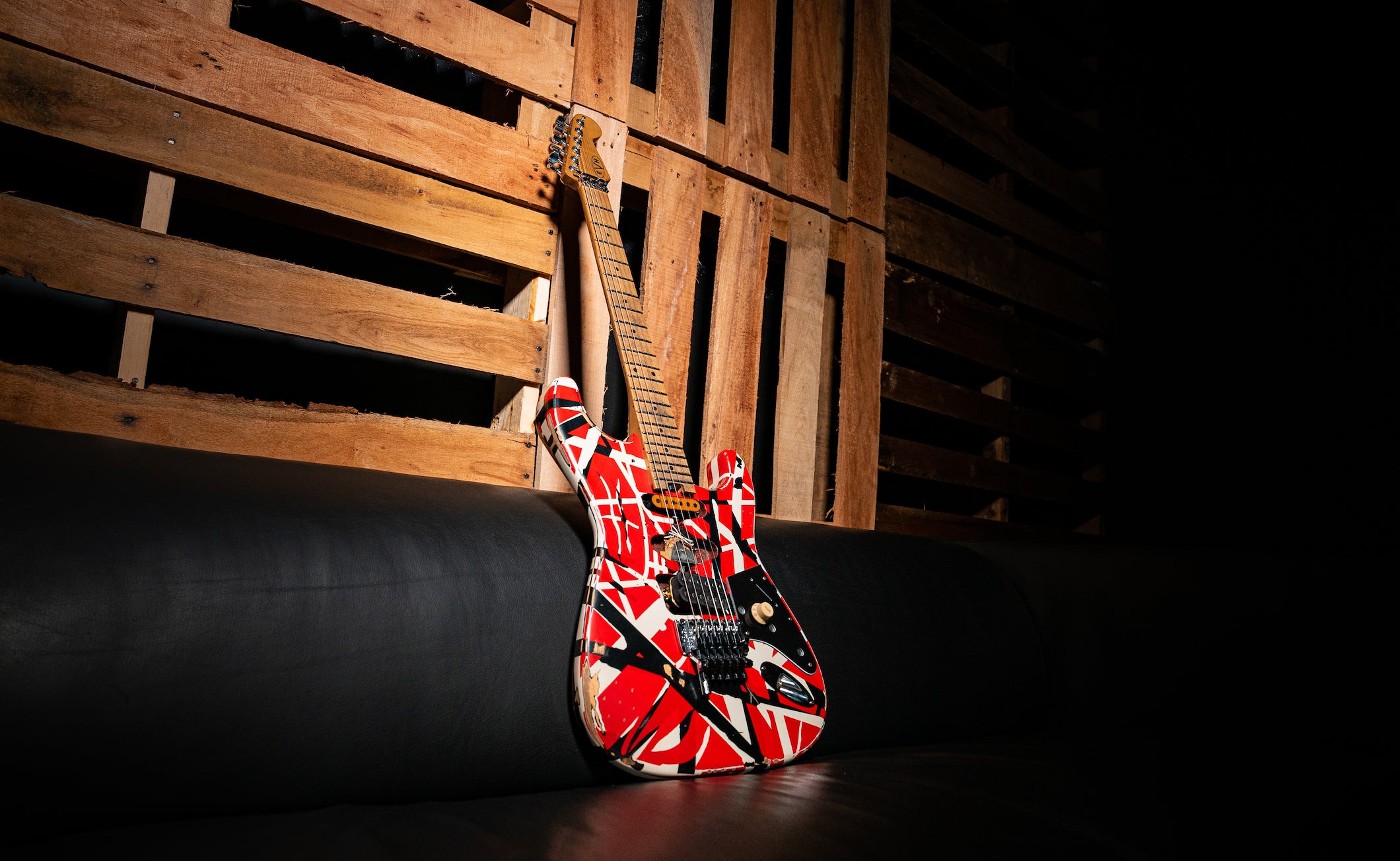 EVH Striped Series Frankie Relic Electric Guitar - Red with Black