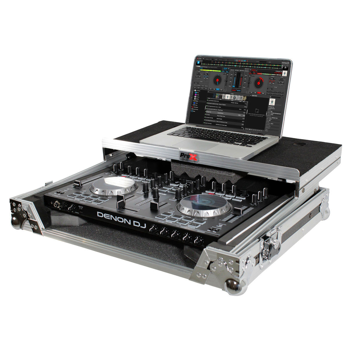ProX XS-UXLT Universal Flight Style Road For Medium Sized DJ Controllers with Sliding Laptop Shelf