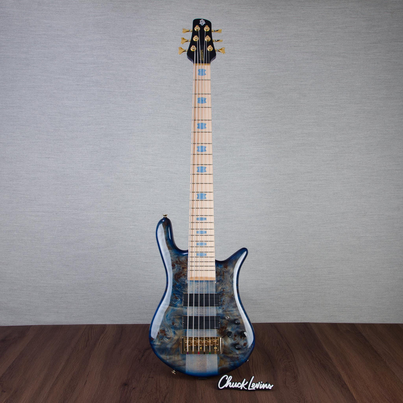 Spector Euro 6 LT Poplar Burl Over Ash 6-String Electric Bass Guitar - Faded Light Blue Gloss - CHUCKSCLUSIVE - #]C121NB23299