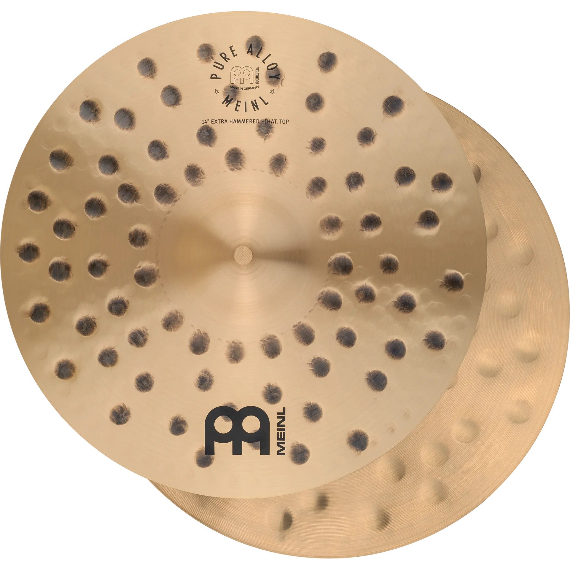 Meinl 14-Inch Pure Alloy Extra-Hammered Hi-Hat Cymbals – Chuck
