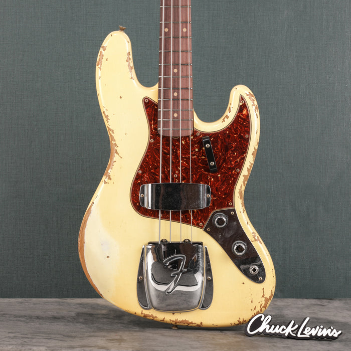 Fender Custom Shop 1961 Jazz Bass, Ash Heavy Relic - Aged Vintage White - CHUCKSCLUSIVE - #R124796 - Display Model
