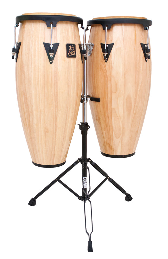 LP LPA646-AW Aspire 10" And 11" Conga Set W/ Double Stand - Natural/Black