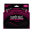 Ernie Ball P06224 Flat Ribbon Pedalboard Patch Cable - Right Angle to Right Angle - Multi Pack Black