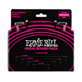 Ernie Ball P06224 Flat Ribbon Pedalboard Patch Cable - Right Angle to Right Angle - Multi Pack Black