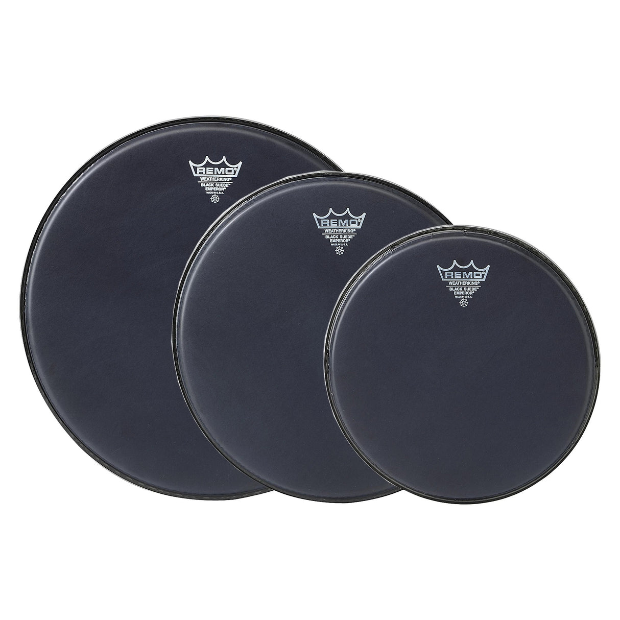 Remo Black Suede Emperor Tom Drum Head Pack - 10/12/14-Inch