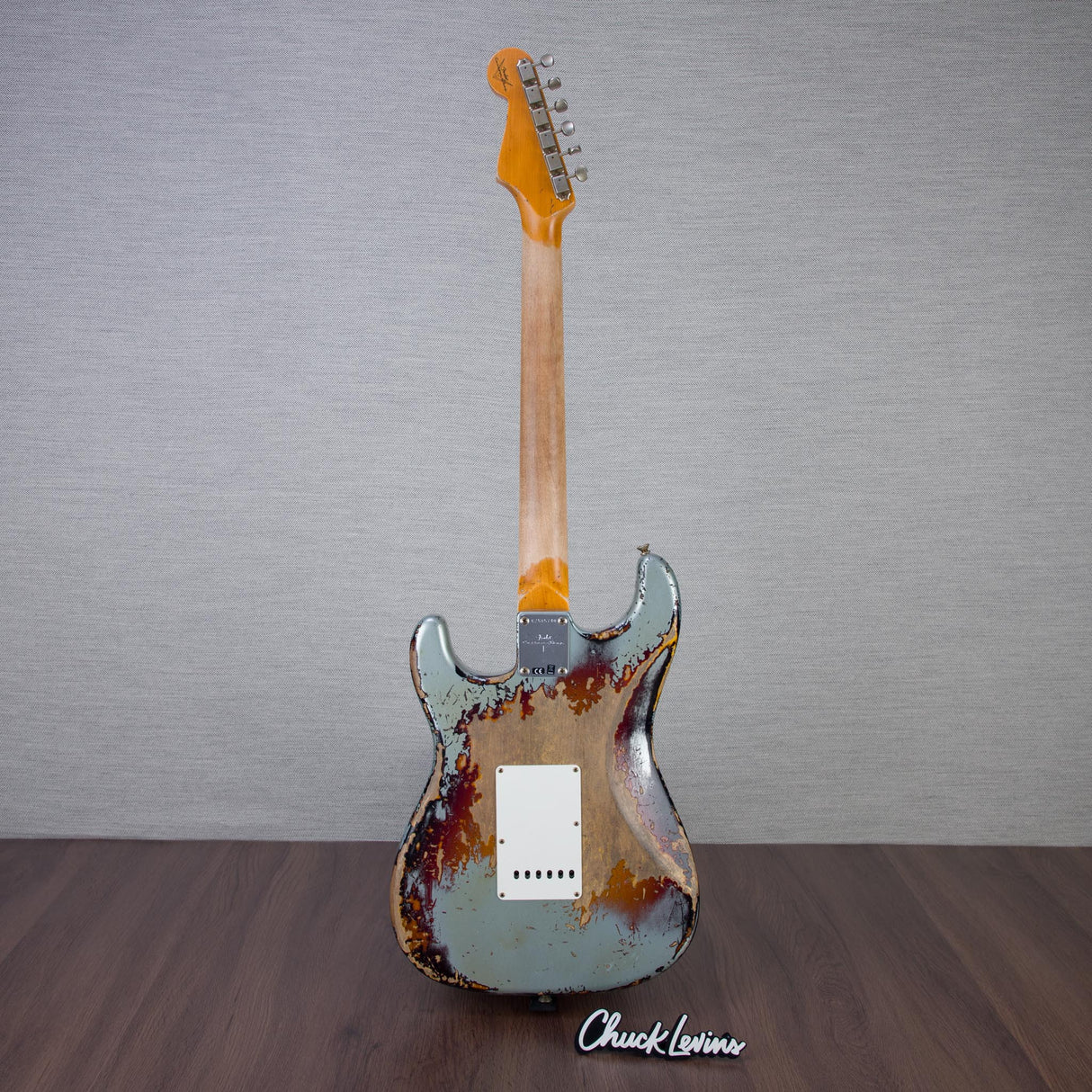 Fender Custom Shop Time Machine Collection 1965 Stratocaster Electric Guitar Super Heavy Relic - Aged Fire Mist Silver Over 3-Color Sunburst - #CZ585740