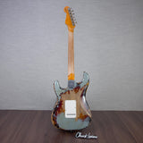 Fender Custom Shop Time Machine Collection 1965 Stratocaster Electric Guitar Super Heavy Relic - Aged Fire Mist Silver Over 3-Color Sunburst - #CZ585740