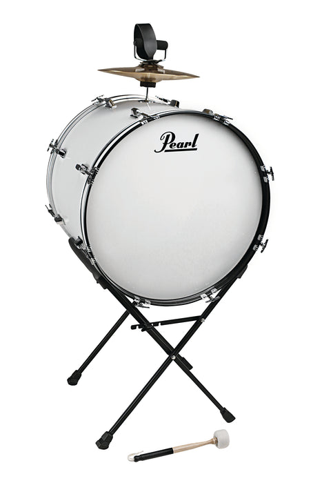 Pearl Banda Tambora W/ Stand, Cymbal Holder And Beater - White