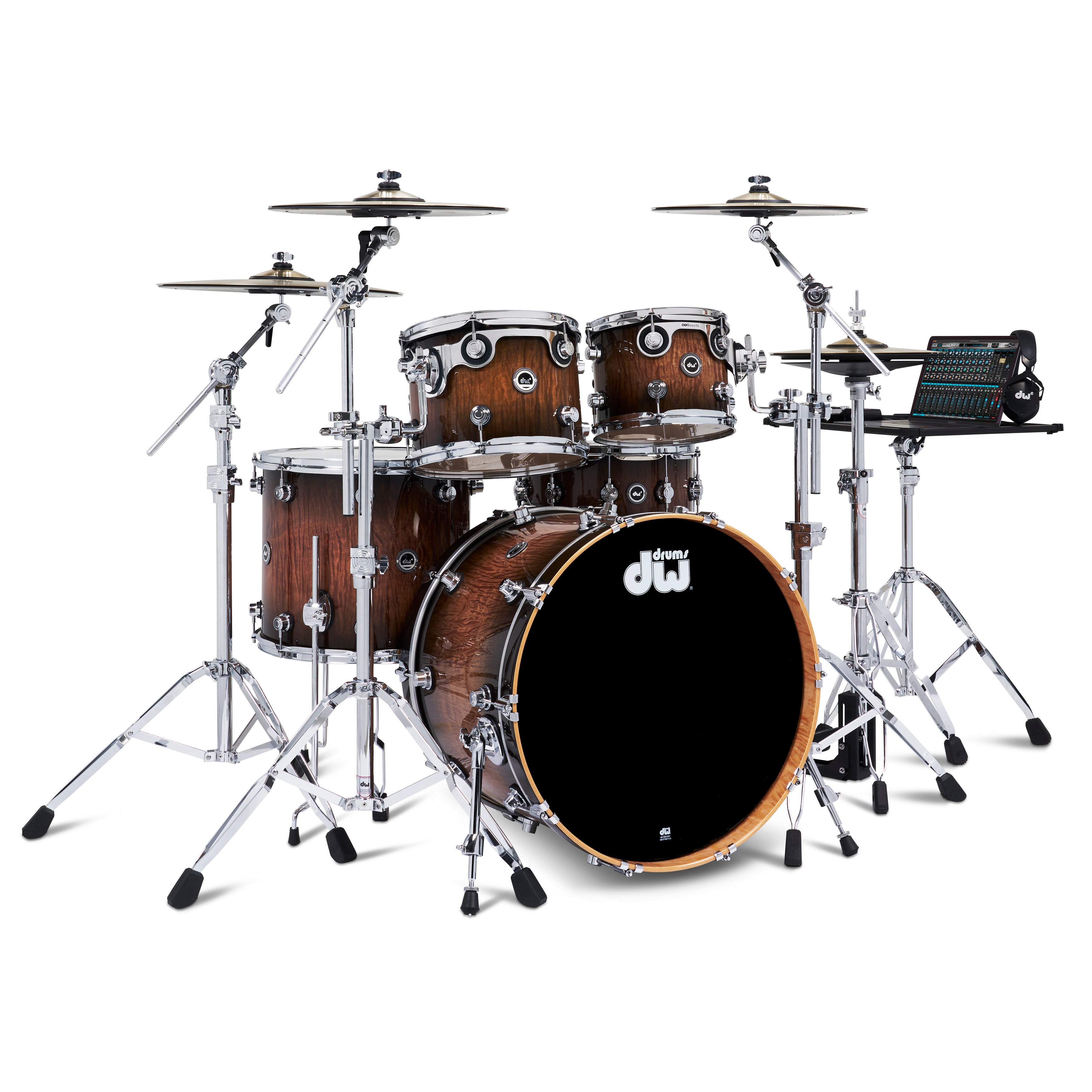 DW DWe 5-Piece Drum Kit Bundle - Exotic Curly Maple Burst – Chuck