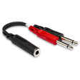 Hosa YPP-136 1/4 inch TRSF to Dual 1/4 inch TS Stereo Breakout Cable
