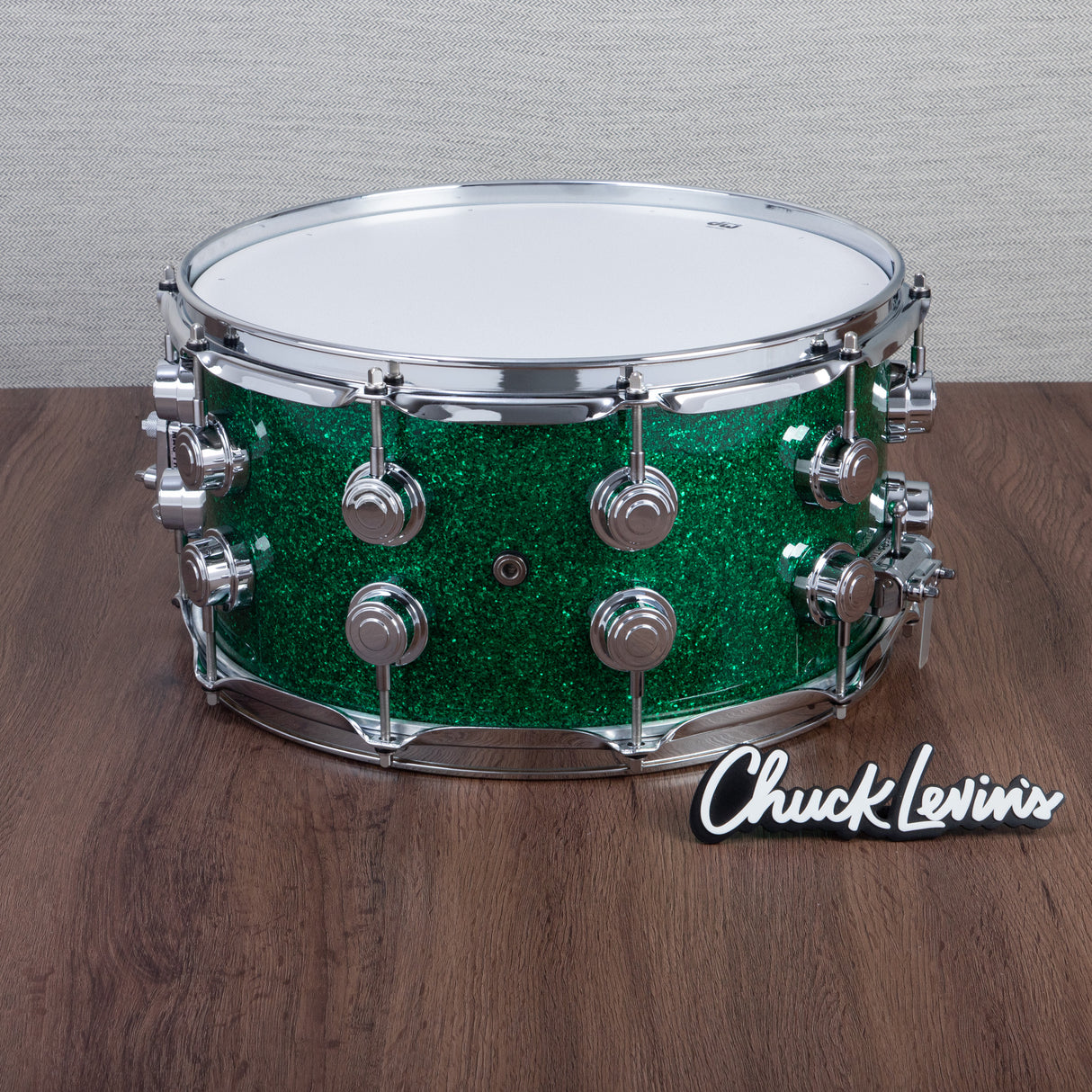 DW 7 x 14-Inch Collector's Series SSC Maple Snare Drum - Green Glass with Chrome Hardware