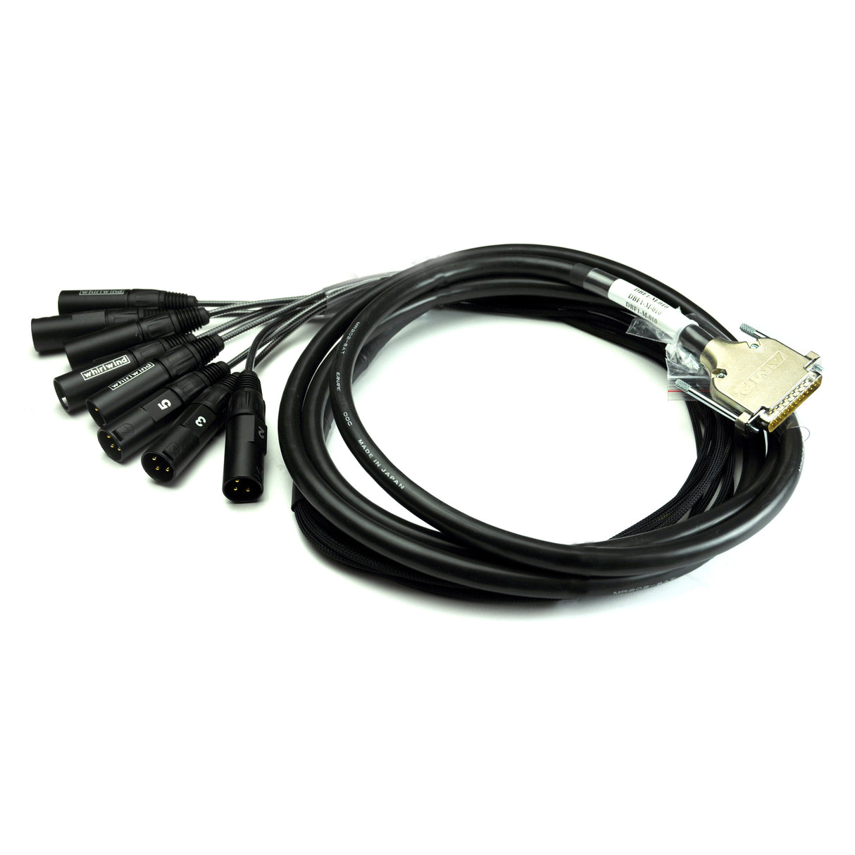 Whirlwind DBF1-M-010 10-Foot Snake Cable with 8 XLRM to DB25-M