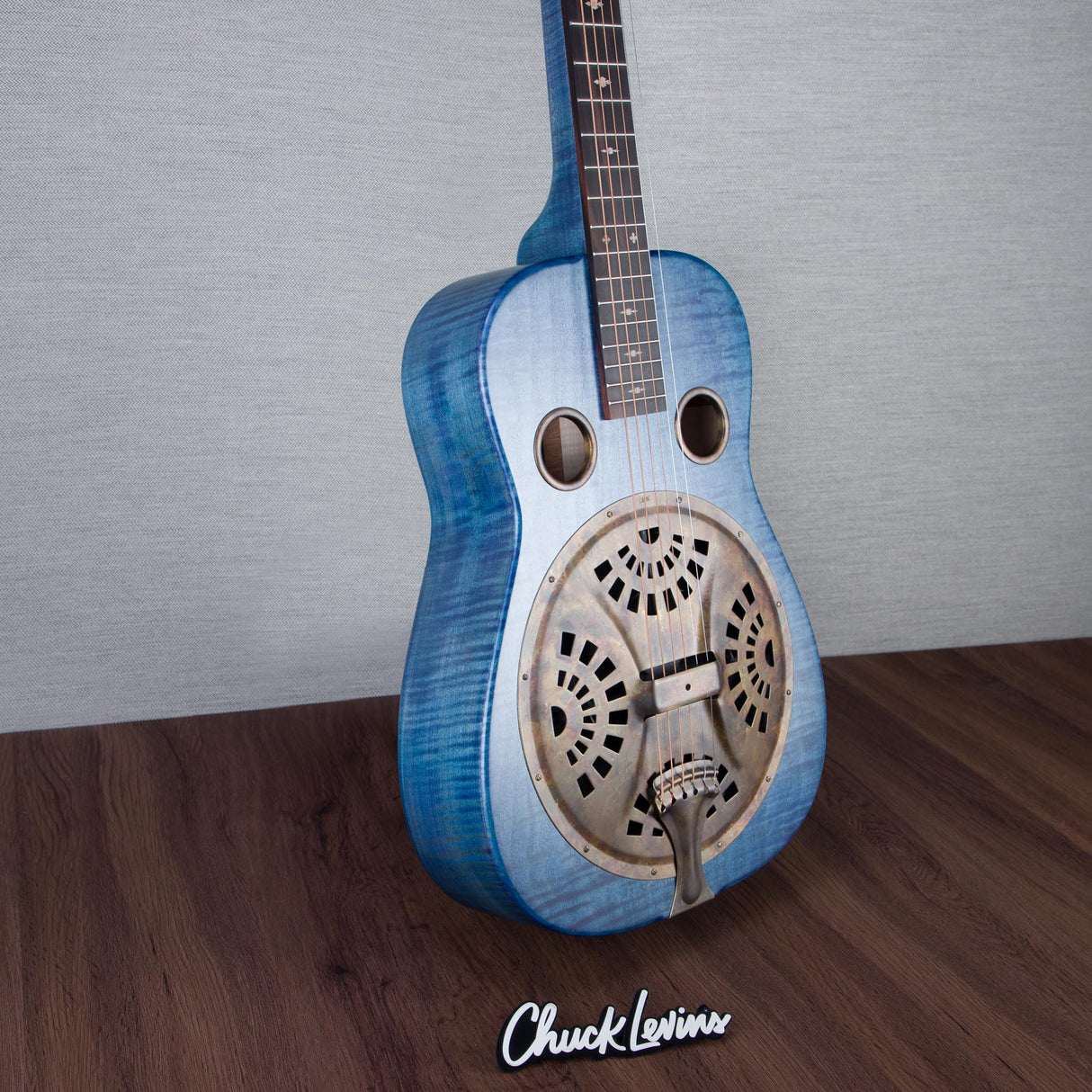 Beard Guitars Trailhead Resonator Curly Maple Acoustic Electric Guitar - Denim Blue - #1955-25