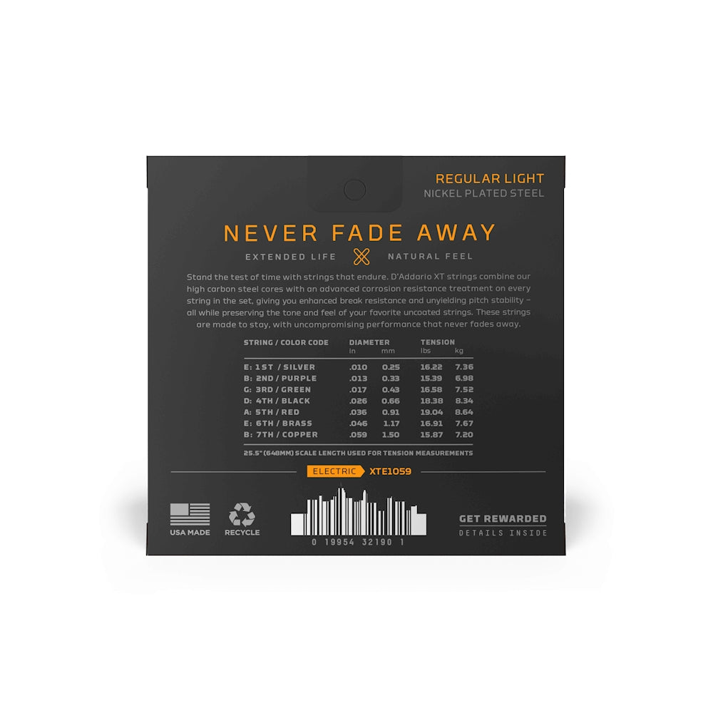 D'Addario XTE1059 10-59 Regular Light Coated 7-String Electric Guitar Strings