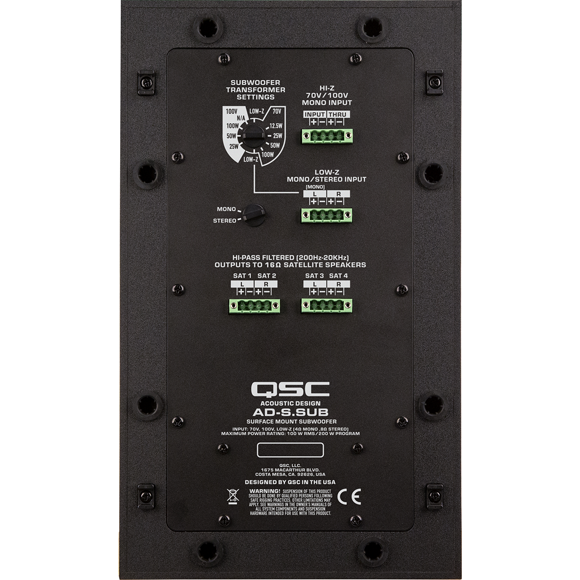QSC AD-S.SUB 6.5-Inch Dual Voice Coil Small-Format Surface Subwoofer - Black
