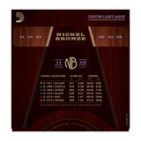 D'Addario NB1152 Nickel Bronze Acoustic Guitar Strings - Custom Light -11-52