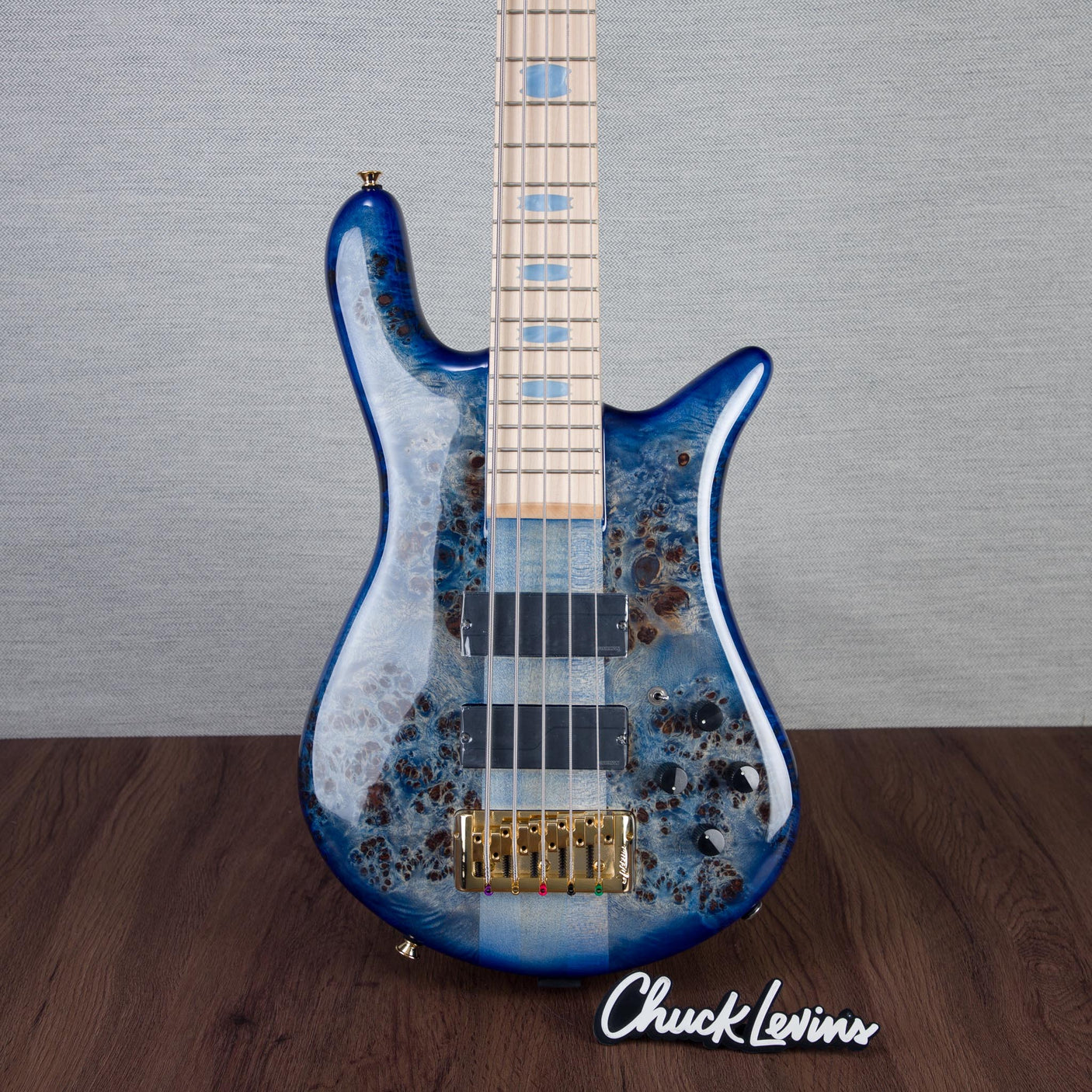 Spector Euro 5 LT Poplar Burl Over Ash 5-String Electric Bass Guitar - Faded Light Blue Gloss - CHUCKSCLUSIVE - #]C121NB23304