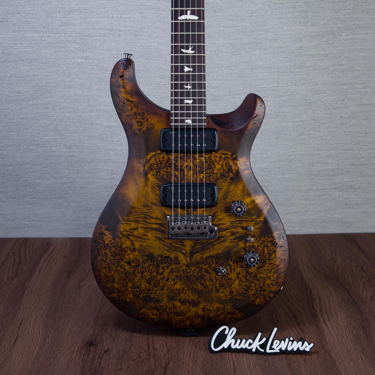 PRS S2 Custom 24-08 Poplar Burl Electric Guitar - Black Gold Burst - #S2089509
