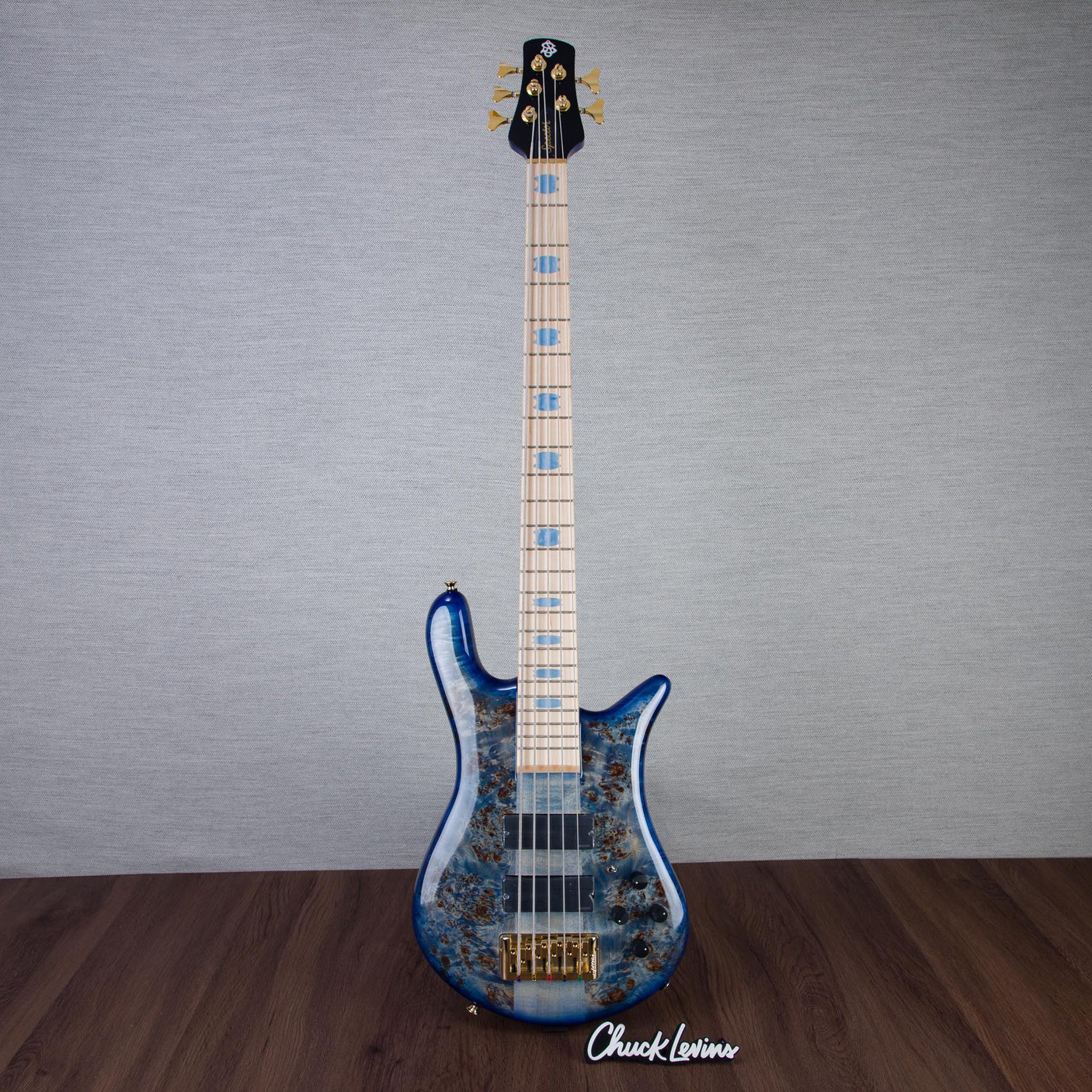 Spector Euro 5 LT Poplar Burl Over Ash 5-String Electric Bass Guitar - Faded Light Blue Gloss - CHUCKSCLUSIVE - #]C121NB23317
