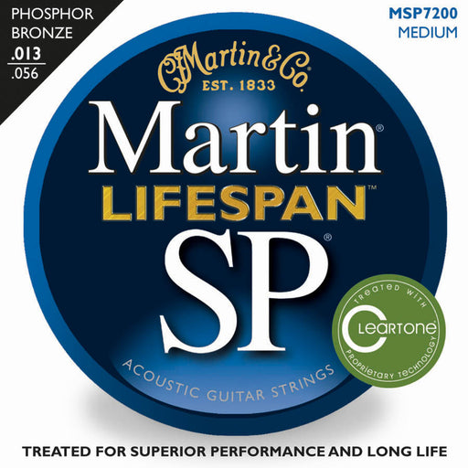 Martin MSP7200 SP Lifespan Phosphor Bronze Acoustic Guitar Strings - Medium (13-56)