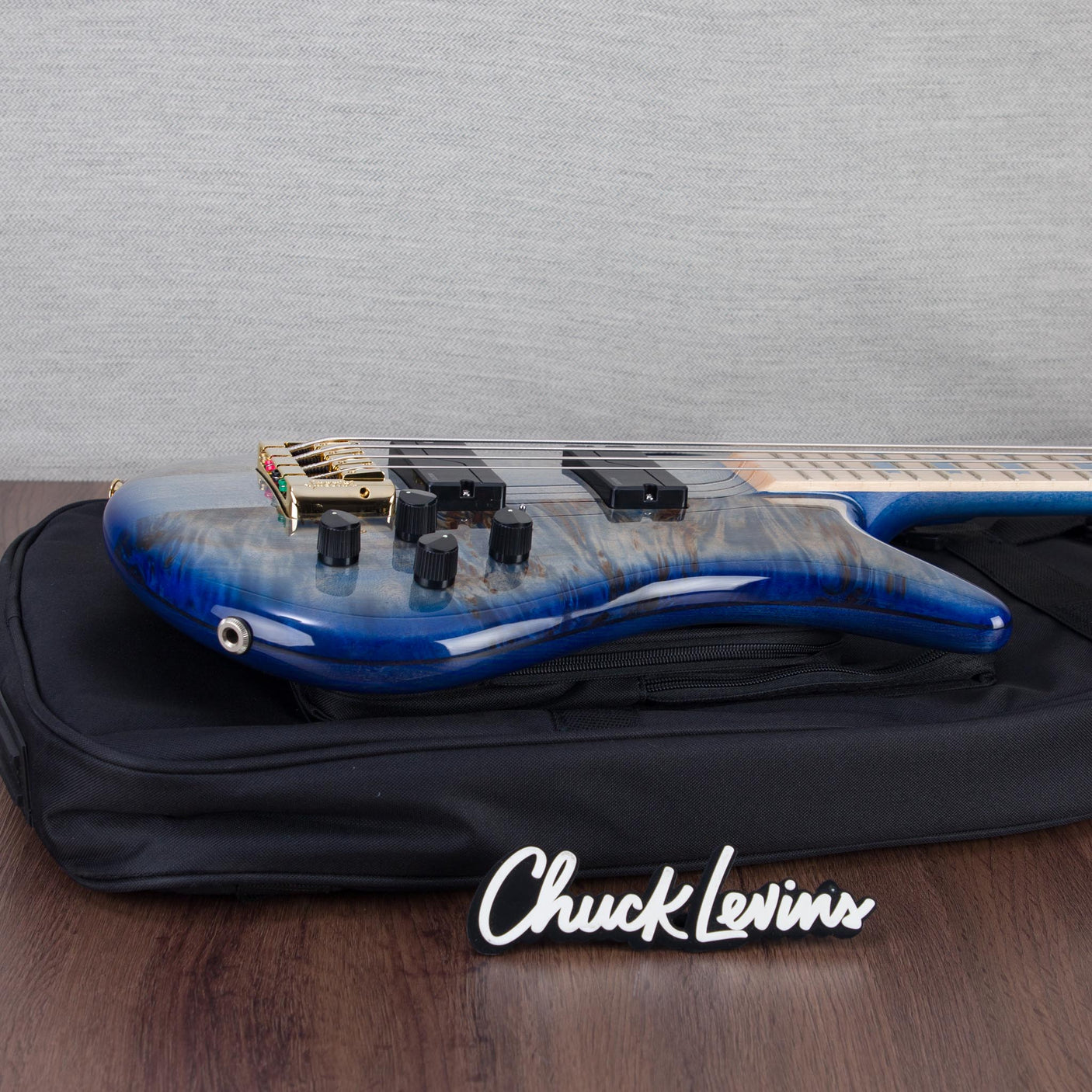 Spector Euro 4 LT Poplar Burl Over Ash Electric Bass Guitar - Faded Light Blue Gloss - CHUCKSCLUSIVE - #]C121NB23307