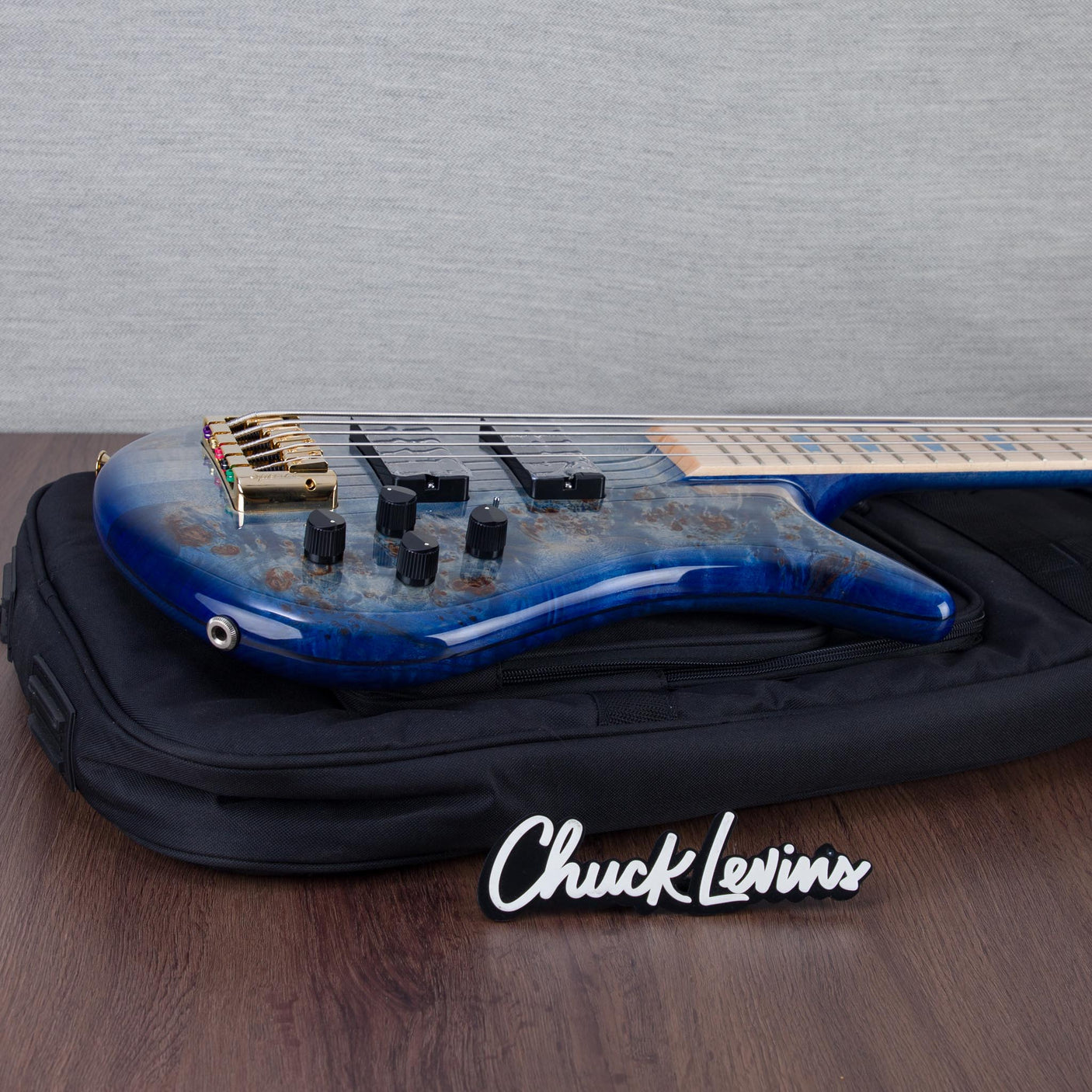 Spector Euro 5 LT Poplar Burl Over Ash 5-String Electric Bass Guitar - Faded Light Blue Gloss - CHUCKSCLUSIVE - #]C121NB23317