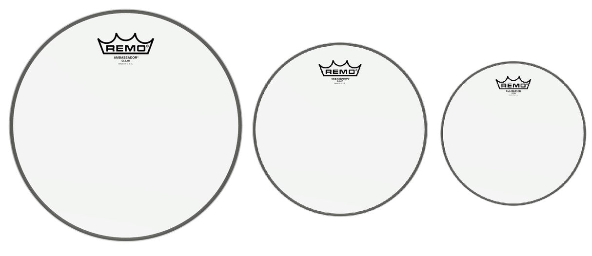 Remo PP1380BA Ambassador Clear Tom Drum Head Pack - 10", 12", 16"