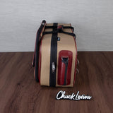 Marcus Bonna Gentleman's Bassoon Case - Beige/Ivory Leather, Wine Red Trim, Silver Metal Logo